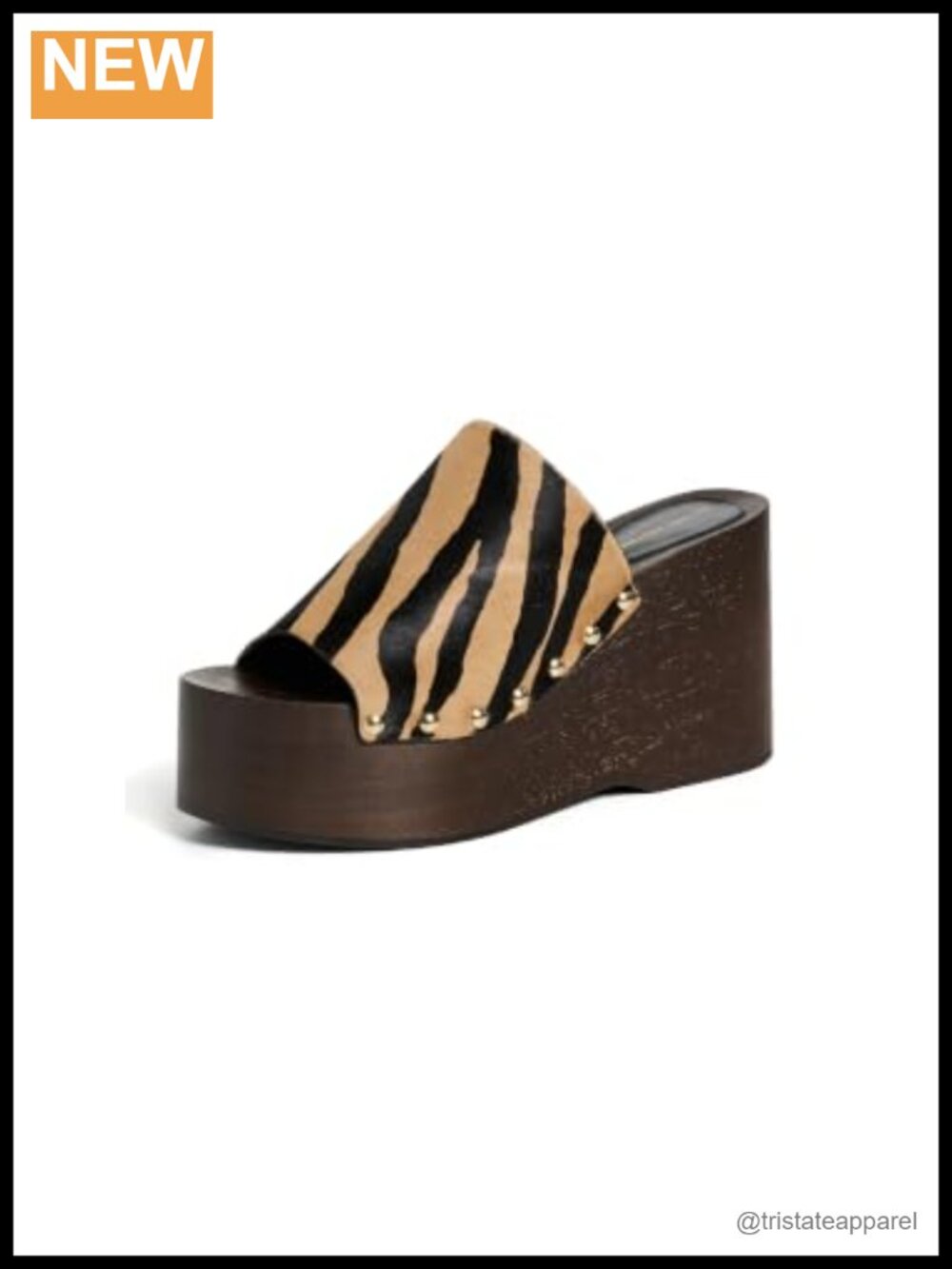 Stuart Weitzman Kate Fur Clog Slide Sandals Wedge Platform Zebra Print